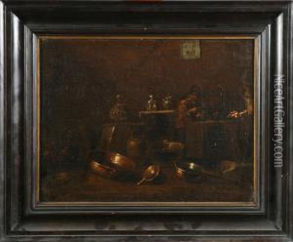 Interior Av Atelje Olja Pa Duk Oil Painting - Gian Domenico Valentino