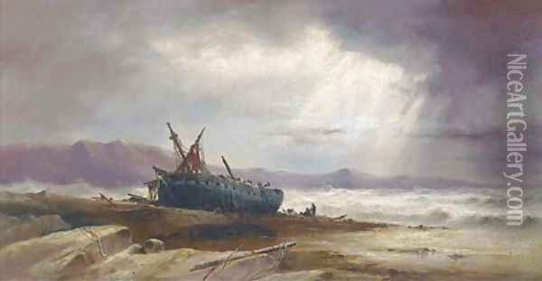 Salvaging the wreck 2 Oil Painting - S.L. Kilpack