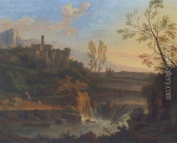 Italienische Flusslandschaft Oil Painting - Jan Van Huysum