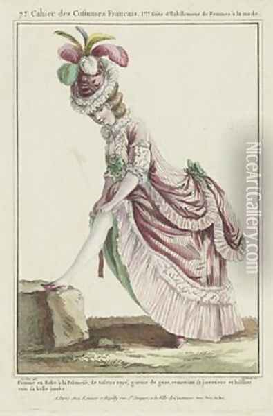 Woman in a Polonaise Dress Oil Painting - Pierre Thomas Le Clerc
