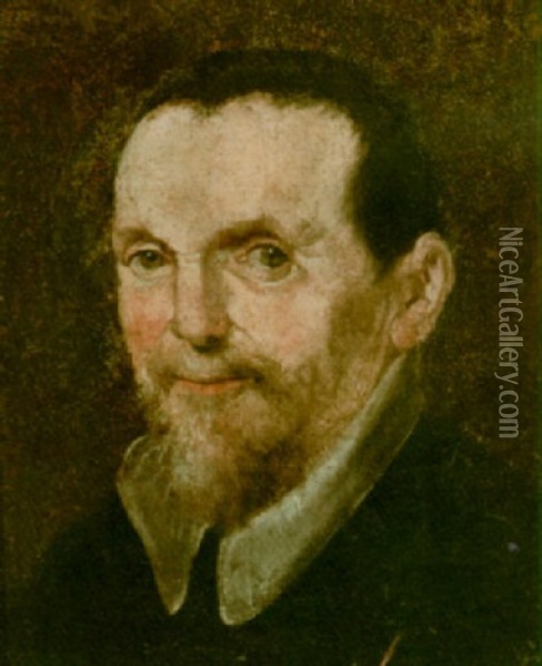 A Portrait Of A Bearded Man Oil Painting - Giovanni Battista Moroni