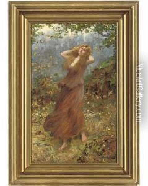 The Windswept Maiden Oil Painting - William A. Breakspeare