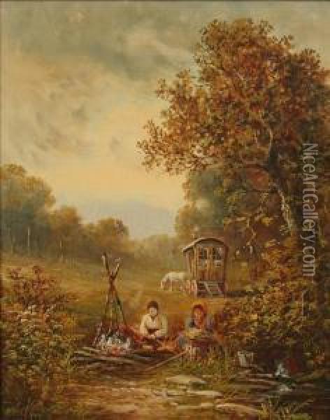 The Gypsy Encampment Oil Painting - Henry Harris