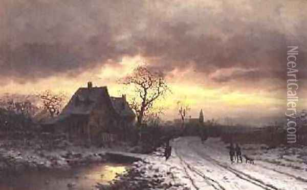Winter Landscape at Sunset Oil Painting - Ludwig Munthe