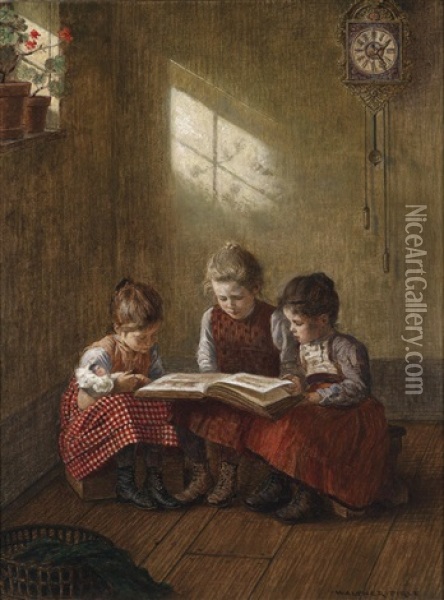 Spannende Lekture Oil Painting - Walter Firle