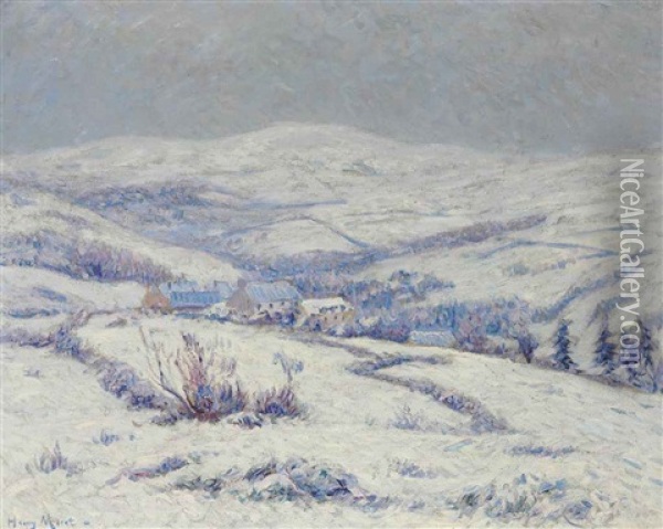 Les Monts D'arree Sous La Neige Oil Painting - Henry Moret