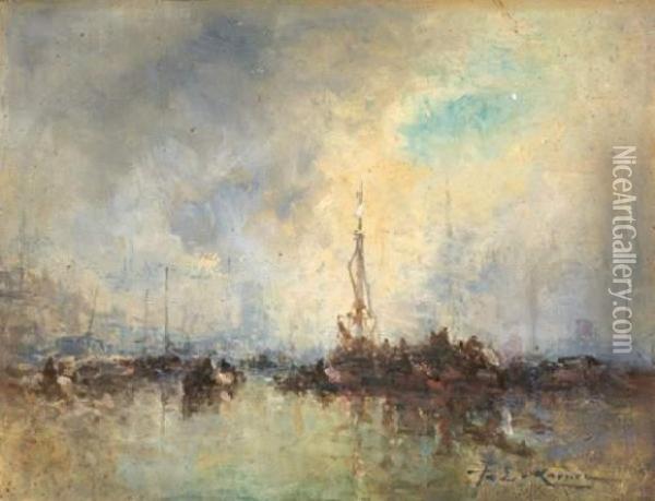 Le Port Dans La Brume Oil Painting - Jean-Etienne Karnec