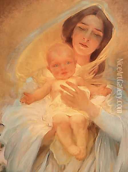 Mother and Child Oil Painting - Franz Dvorak