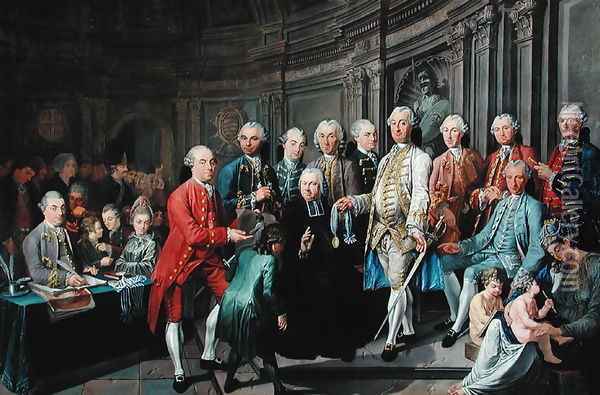 Distribution of the Academy Prizes for Drawing and Painting in Dunkirk in 1755 Oil Painting - Nicolas Truit