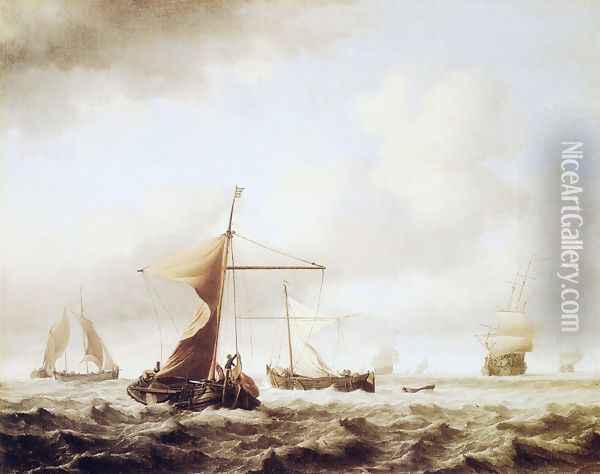 A Brisk Breeze Oil Painting - Willem van de Velde the Younger