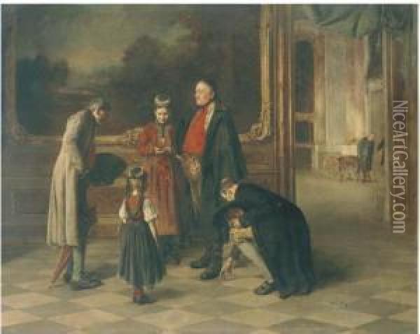 Nach Der Schlossbesichtigung Oil Painting - Benjamin I Vautier