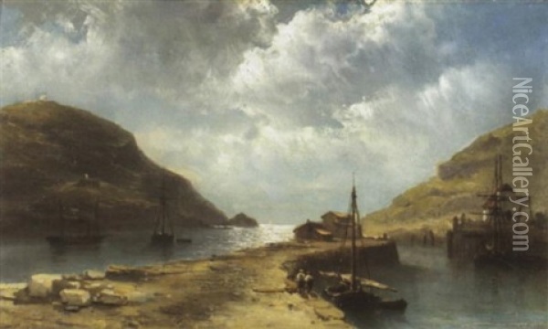 Hafen An Einer Flussmundung Oil Painting - Johan Hendrik Meyer