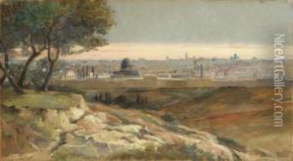 View Of Jerusalem Oil Painting - T. M. Templeton