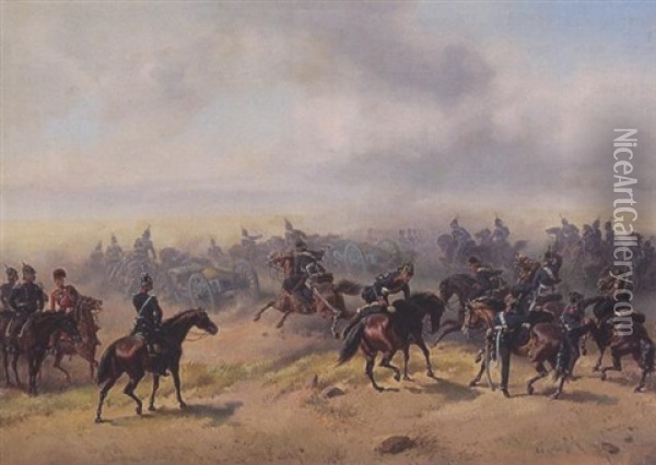 Preusische Kavallerie Bei Koniggratz Oil Painting - Friedrich Kaiser
