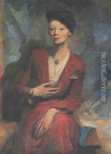 Portrait of Wanda Hoffman Oil Painting - Antoni Michalak