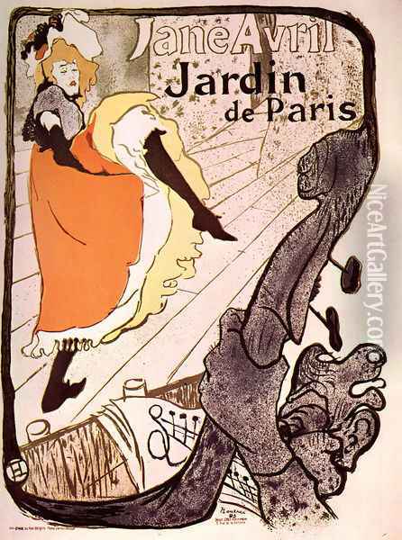 Jane Avril, Jardin de Paris Oil Painting - Henri De Toulouse-Lautrec