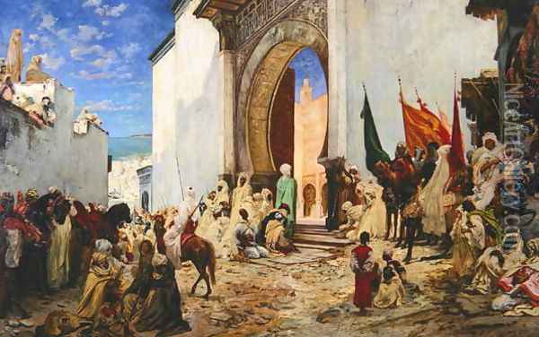 Entry of the Sharif of Ouezzane into the Mosque, 1876 Oil Painting - Georges Jules Victor Clairin
