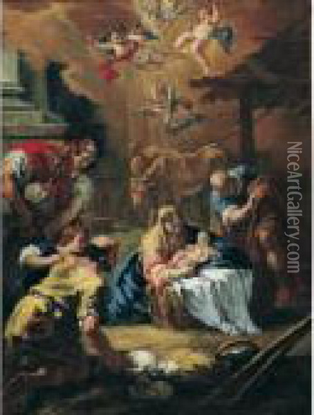 Adoration Of The Shepherds Oil Painting - Francesco Fontebasso