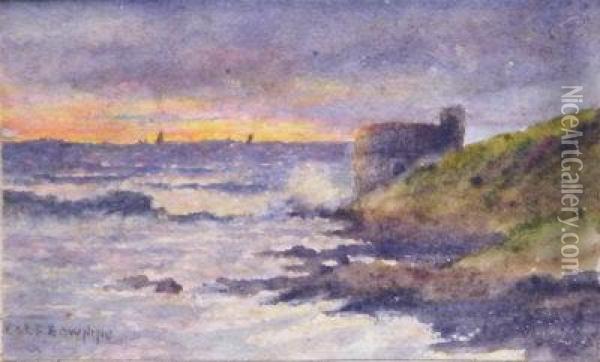 Castle Point, Pendennis, Falmouth. Oil Painting - John E. Downing
