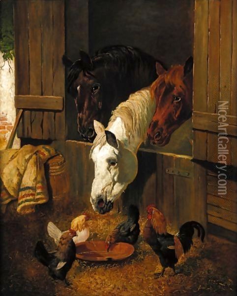 Feeding Time Oil Painting - John Frederick Herring Snr