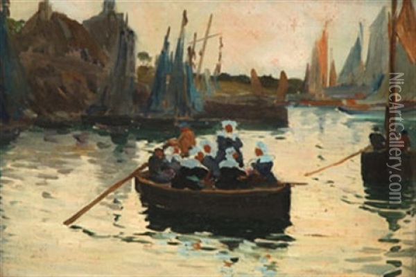Bretonnes En Barques Oil Painting - Mathurin Janssaud