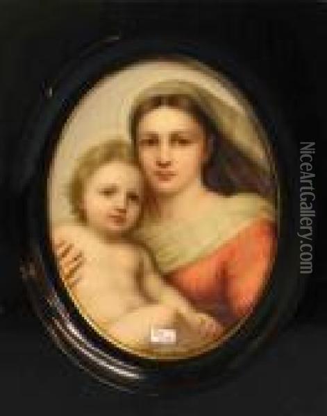 Madonna Mit Kind Oil Painting - Raphael (Raffaello Sanzio of Urbino)