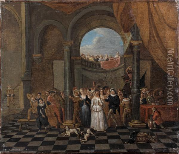 Scene De Bal Dans Un Palais Oil Painting - Hendrik Govaerts