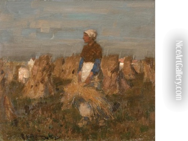 Harvesting Oil Painting - Thomas Austen Brown