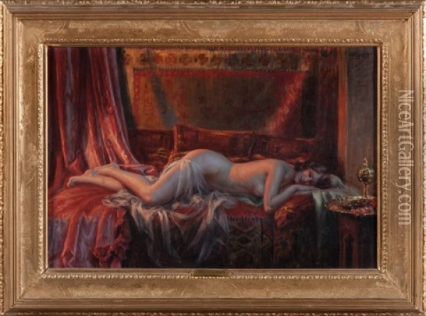 Odalisque Allongee, Belle Oil Painting - Delphin Enjolras