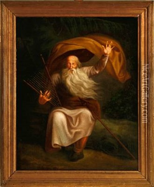 Ossian With His Harp (after N. A. Abildgaard And J. F. Clemens) Oil Painting - Christian Faedder Hoyer