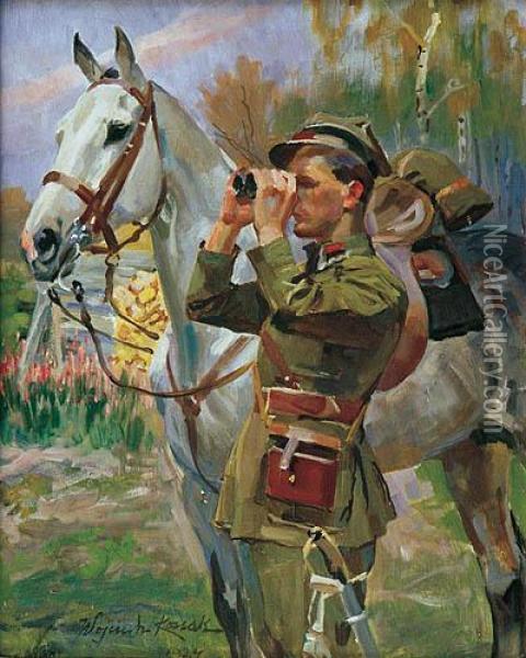 Obserwator Oil Painting - Wojciech Von Kossak