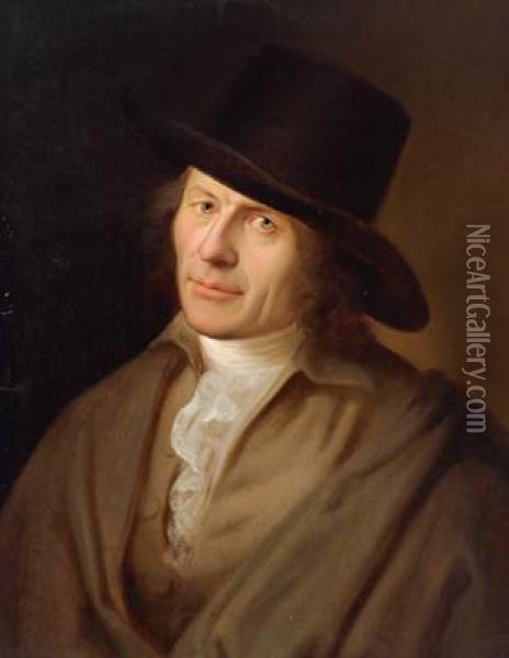Ritratto Di Un Signore Con Cappello Nero Oil Painting - Huck, Johann Gerhard