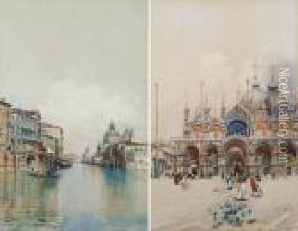 A) Piazza San Marco Oil Painting - Emanuele Brugnoli
