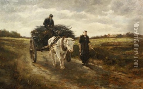 Boerengezin Met Kar Oil Painting - Willem van der Vliet