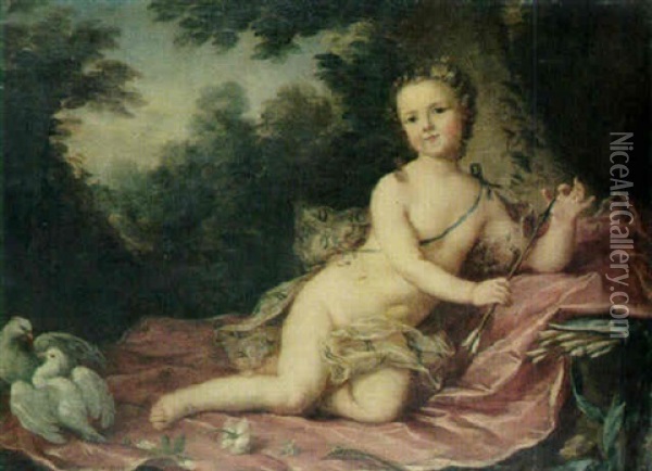 Portrait Of A Young Boy As Cupid Oil Painting - Jean Marc Nattier