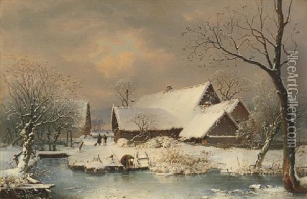 Verschneite Winterlandschaft Oil Painting - Wilhelm Heinrich Schneider