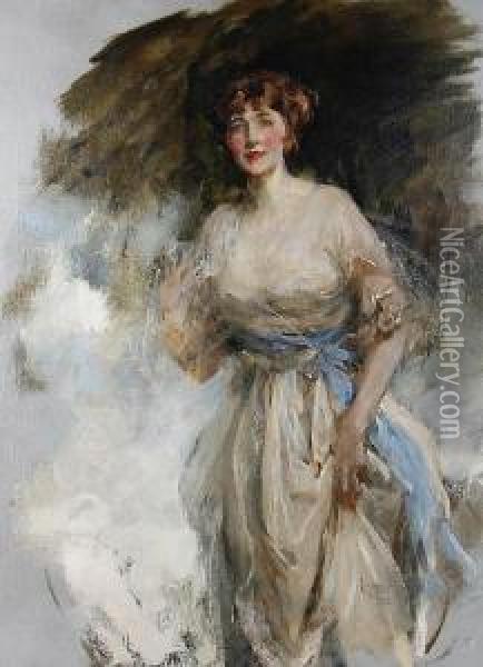 Portrait Of Lady Grace Dance Oil Painting - James Jebusa Shannon