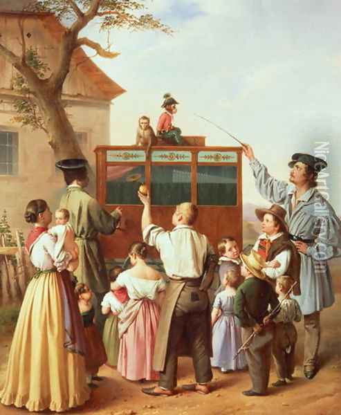 The travelling organ grinder Oil Painting - Edouard Klieber