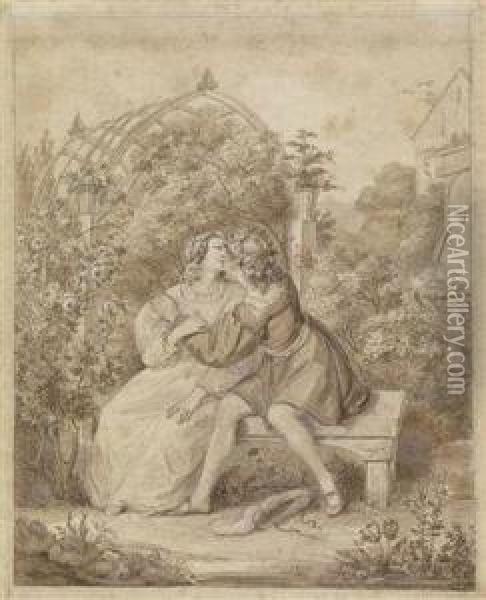 A Couple In Apark Oil Painting - Friedrich Gustav Schlick