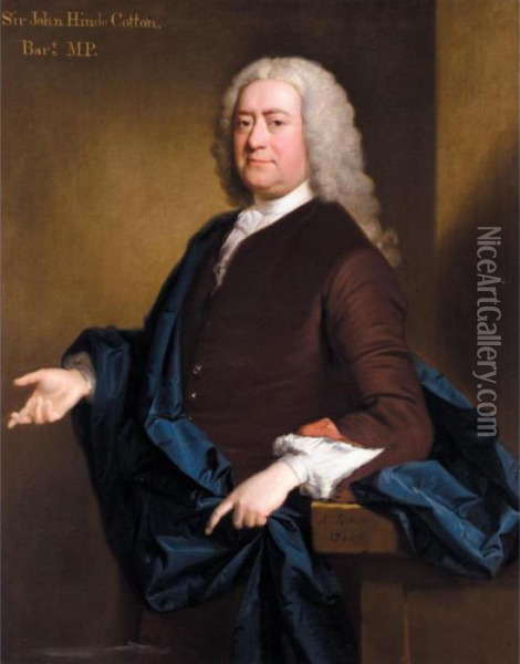 Portrait Of Sir John Hynde Cotton, 3rd Bt. (d.1752) Oil Painting - Allan Ramsay