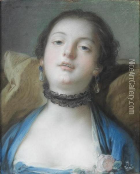 Jeune Fille En Habit Bleu Oil Painting - Pietro Antonio Rotari