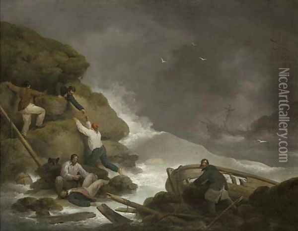 A shipwreck off the Isle of Wight Oil Painting - George Morland