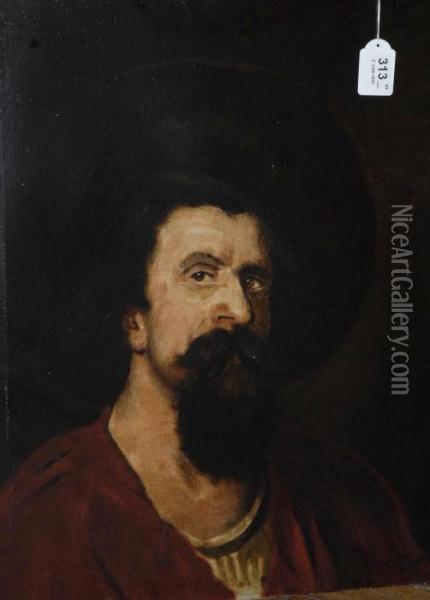 Ritratto Di Uomo Con Cappello Oil Painting - Cesare Tallone
