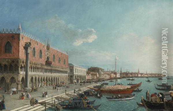 The Grand Canal From Palazzo Balbi To The Rialto Bridge Oil Painting - William James