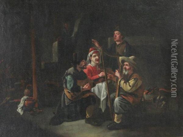 Musicians In A Tavern Oil Painting - Eduard Karl Pistorius