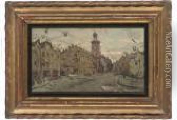 A Quiet Street, Thought To Be Paris; A Landscape Study (verso) Oil Painting - Louis Braquaval