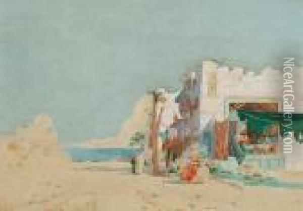 An Arab Village Near Cairo Oil Painting - Augustus Osborne Lamplough