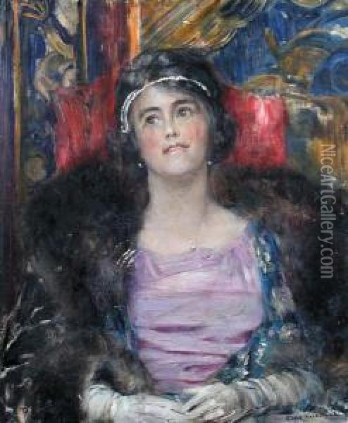 Portrait Of A Lady Oil Painting - Edwin Arthur Ward