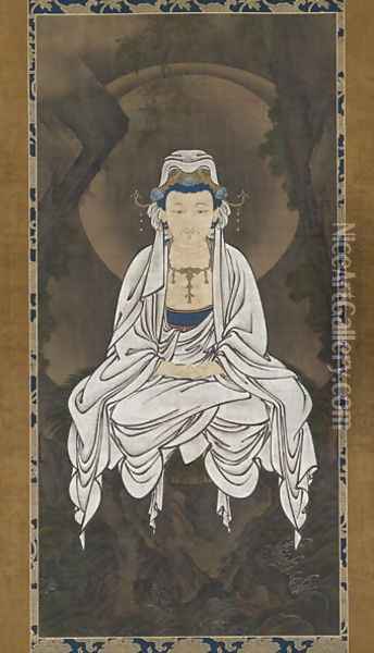 White Robed Bodhisattva of Compassion Oil Painting - Motonobu Kano