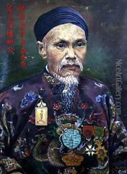 Portrait of Tran Dinh Luong a Mandarin Oil Painting - Pho Le